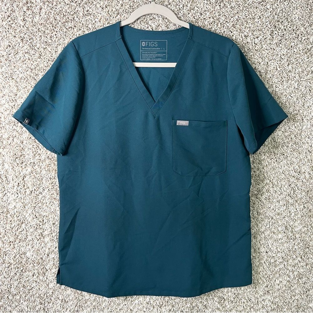 Figs Scrub Top Women’s Large Catarina One-Pocket Dark Teal‎ Short Sleeve V-Neck
